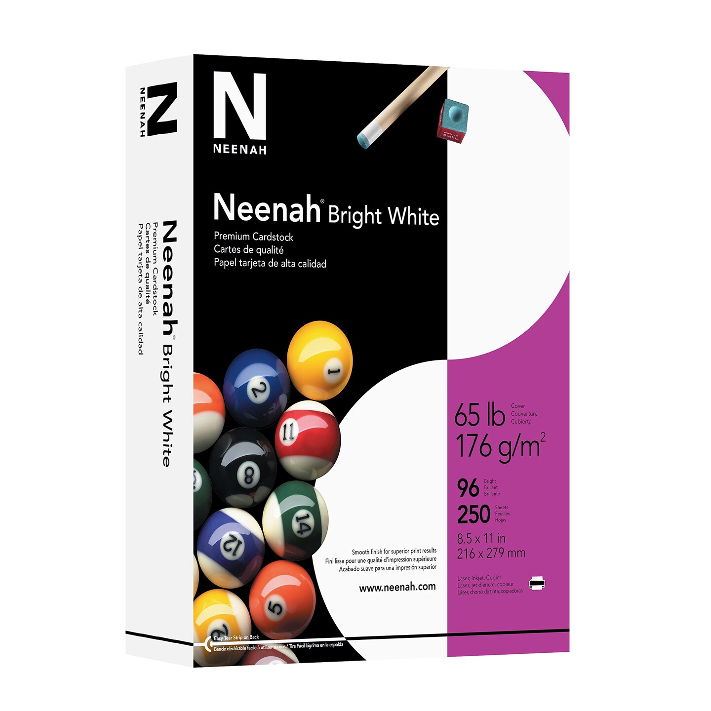250 Sheets  Premium Cardstock, 8.5&#x22; x 11&#x22;, 65 lb/176 gsm, Bright White