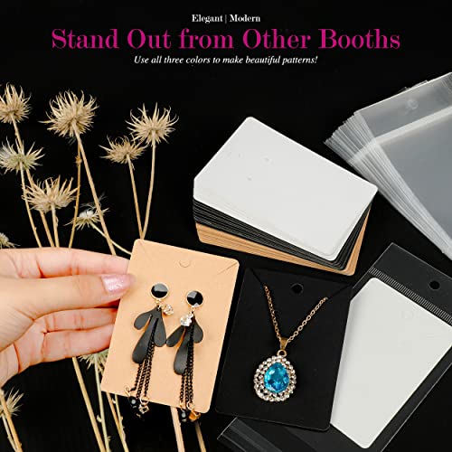 3.5 x 2.3 inches Earring Cards for Selling - 150 Pack of Earring Display Cards with Self 150 Sealing Bags - Earring Packaging Supplies for Small Business - Necklace Cards, (Multi Color)