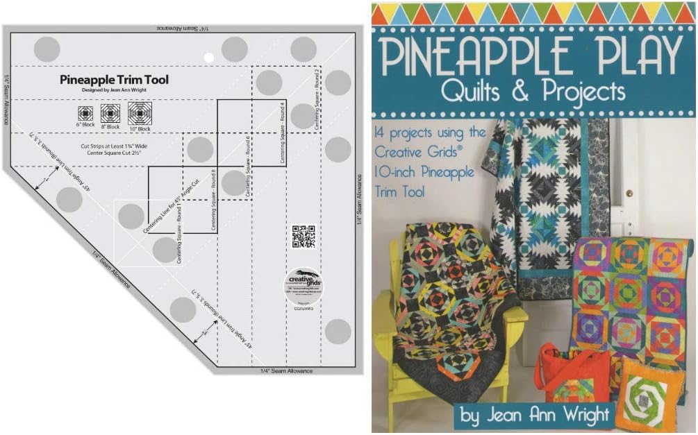 Creative Grids Bundle - Pineapple Trim Tool (CGRJAW3) with 64 Page Book"Pineapple Play" by Jean Ann Wright