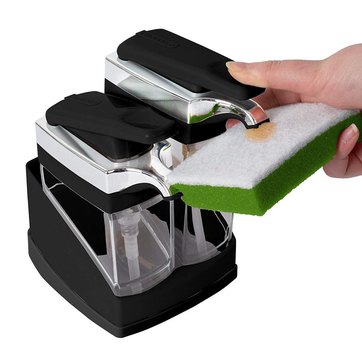 Sink Sider Duo with Sponge Storage in Black for Dish and Hand Soap