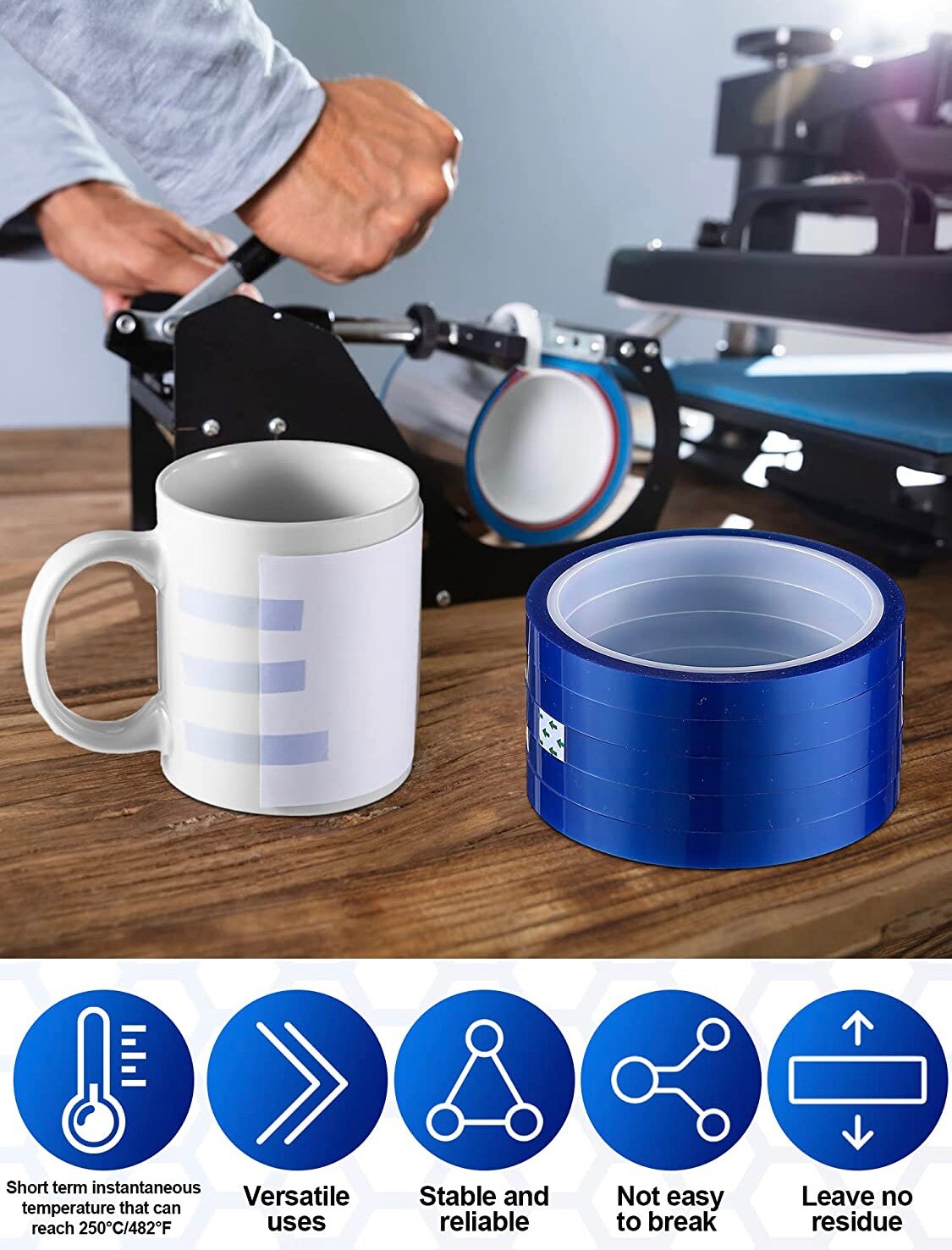 10 rolls Heat resistant tapes sublimation Press Transfer Thermal Tape 6mmx30m SUBLITAPE BLUE