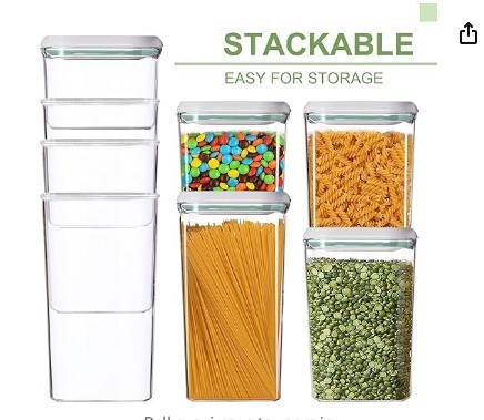 4 sets of food storage containers Clear plastic airtight kitchen canisters with one-button pop-up lids for food storage