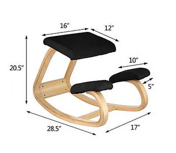 Memory Seat Cushion Relieving Body Wooden Ergonomic Kneeling Chair Black