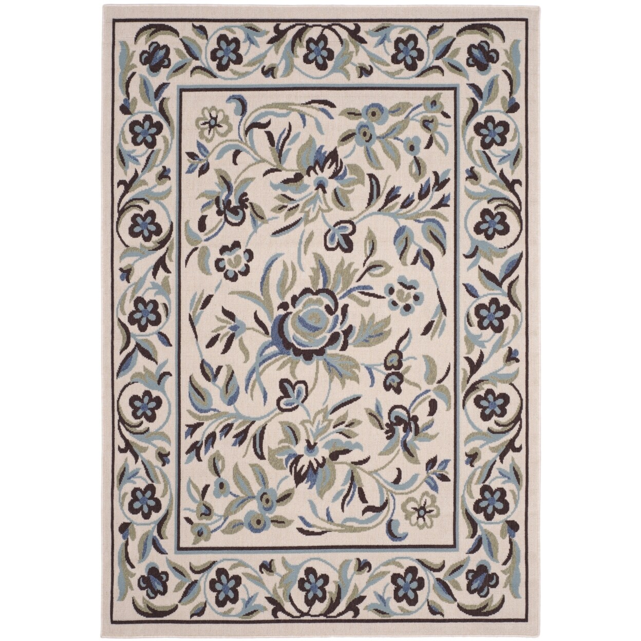 Safavieh Outdoor Verb011-0614 Veranda Cream / Green Rug Traditional High