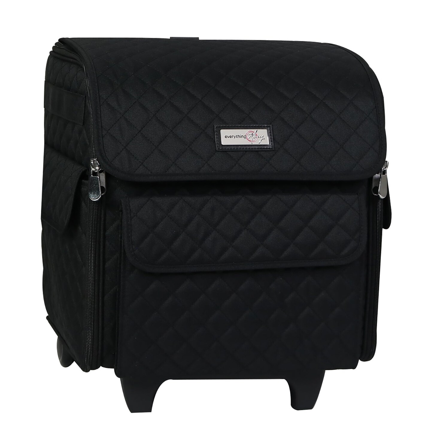 Collapsible Rolling Serger Machine Case, Black Quilted