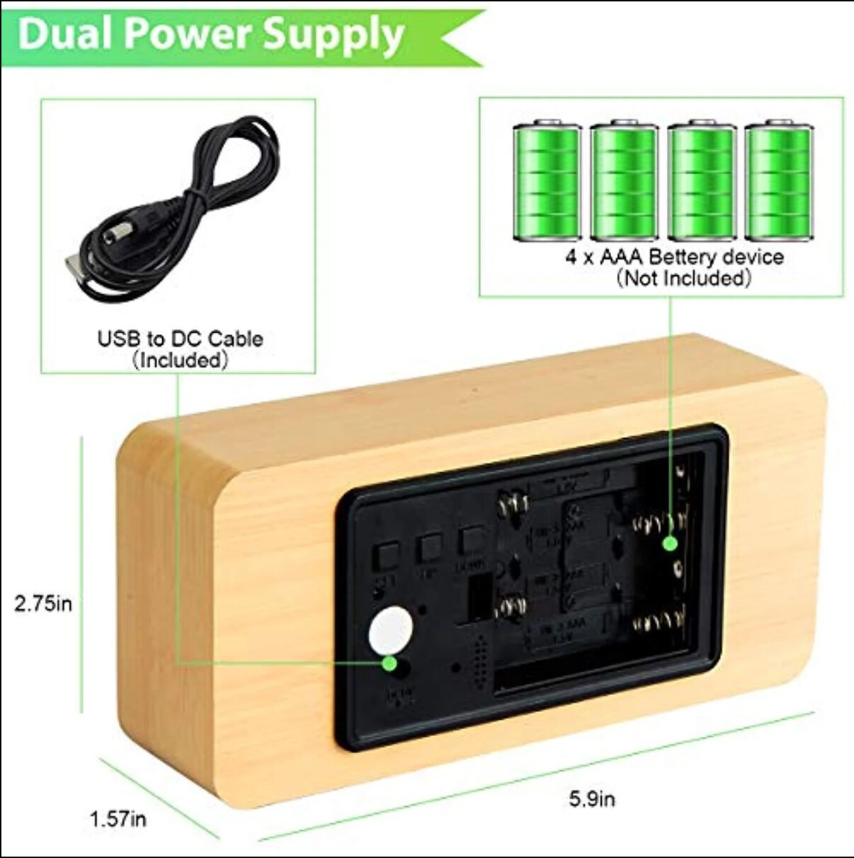 Wooden Digital LED Alarm Clock