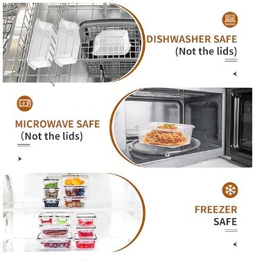 48 Pack Food Storage Containers with Airtight Lids (24 Containers &#x26; 24 Lids), Pantry Organisers and Storage Containers, BPA-Free Meal Prep Container with Labels &#x26; Marker