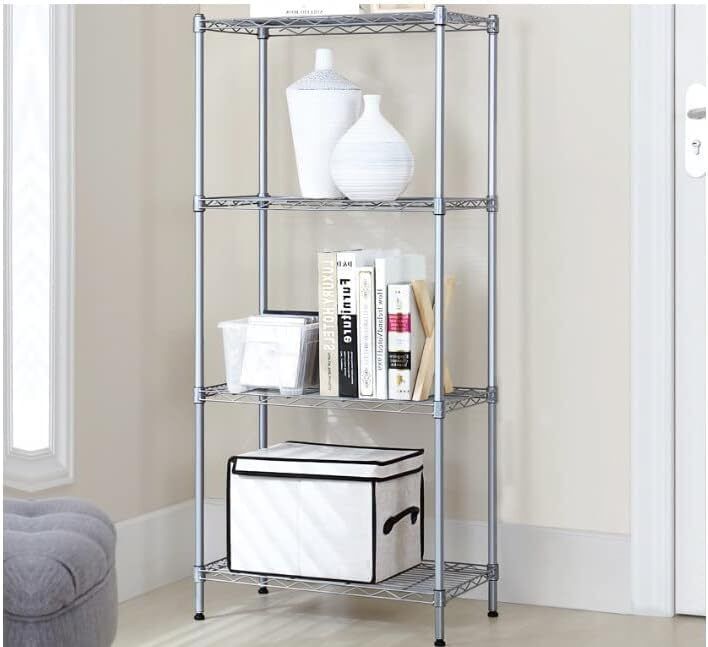 4 Tier Adjustable Metal Storage Rack Shelves Kitchen Storage Home Standing