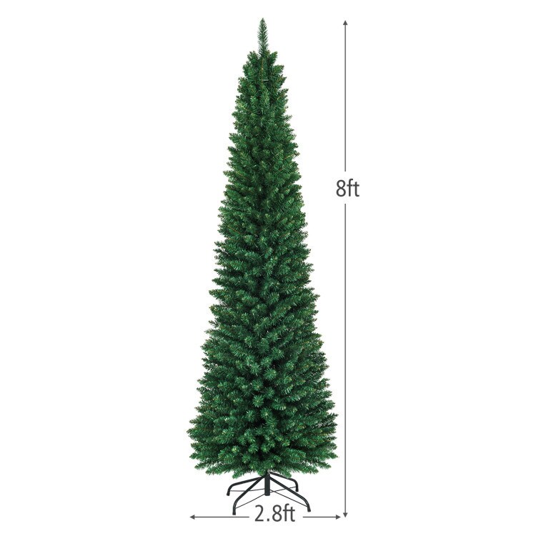 5/6/7/8/9ft PVC Artificial Slim Pencil National Christmas Tree with Metal Stand