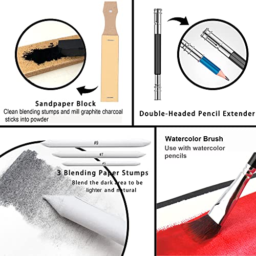 76 pieces Drawing Sketching Kit Set - Pro Art Supplies with Sketchbook & Watercolor Paper - Include Tutorial,Watercolor,Graphite,Colored,Metallic,Pastel,Charcoal Pencil - for Artists Beginners Adults