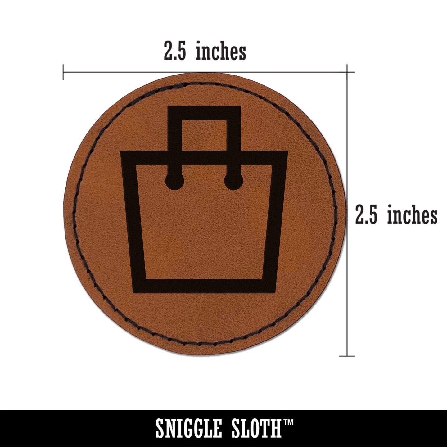 Purse Outline Shopping Round Iron-On Engraved Faux Leather Patch Applique - 2.5&#x22;