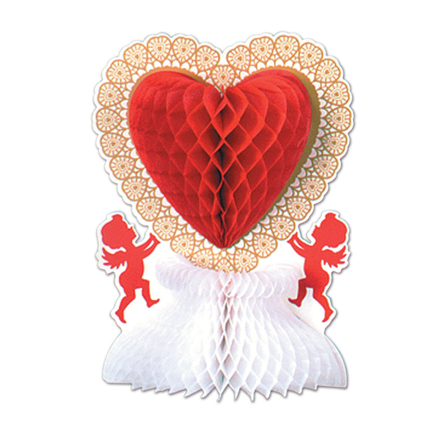Vintage Inspired Cupid and Heart Centerpiece Honeycomb Decor