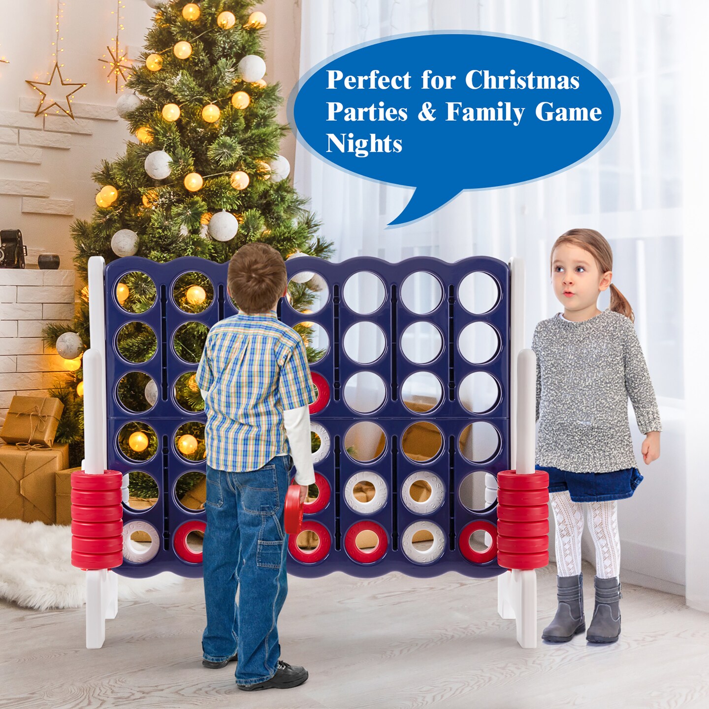 Costway Jumbo 4-to-Score 4 in A Row Giant Game Set Indoor Outdoor Adults Kids Family Fun