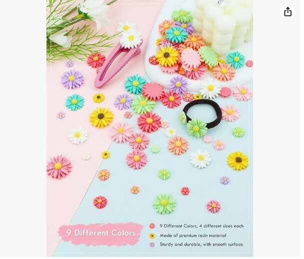 9 Colors Flatback Resin Flower Beads 108 Pcs Resin Flower Daisy Cabochons Daisy Flat Back Charms for Jewelry Making and Scrapbooking