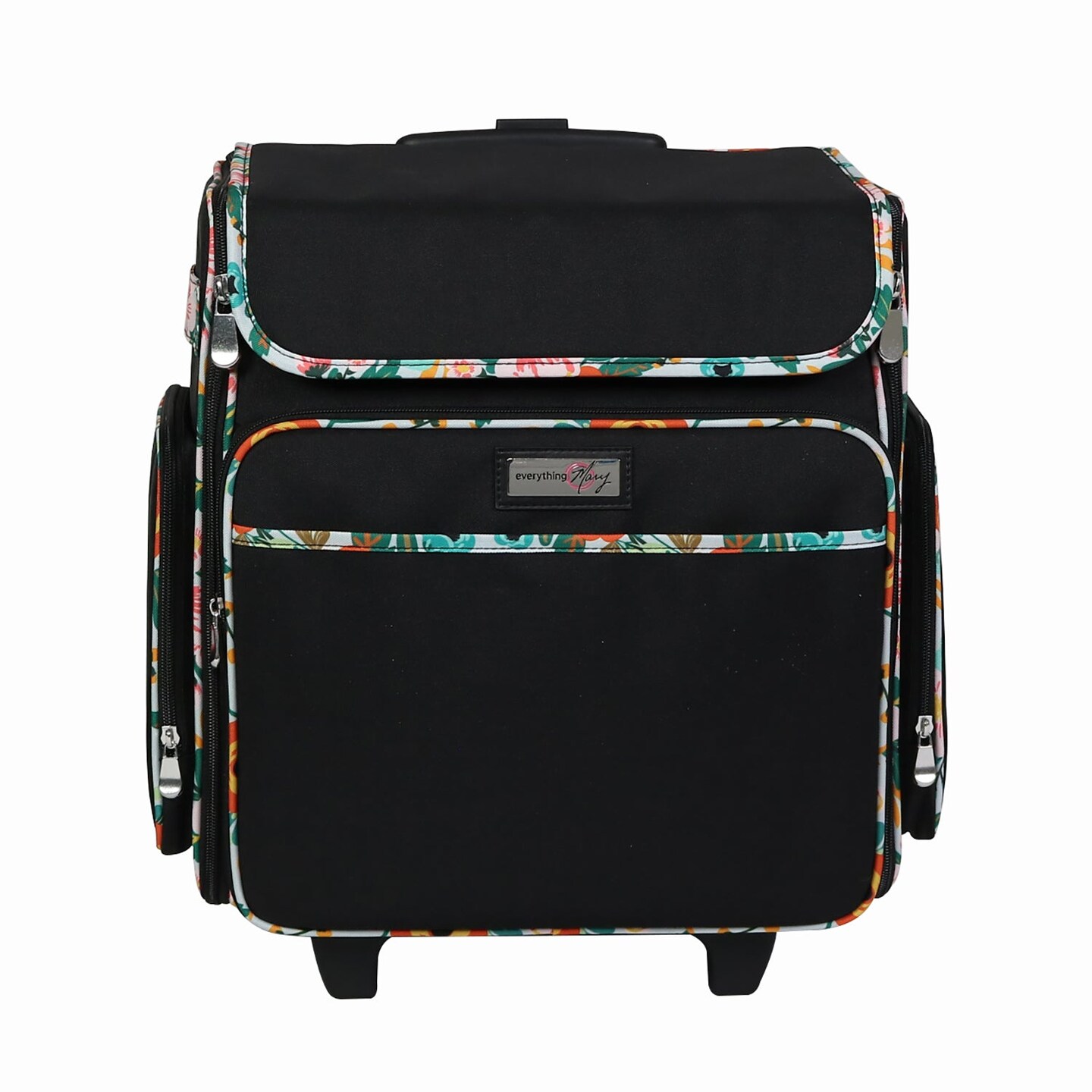 Collapsible Rolling Scrapbook &#x26; Featherweight Case, Black &#x26; Floral