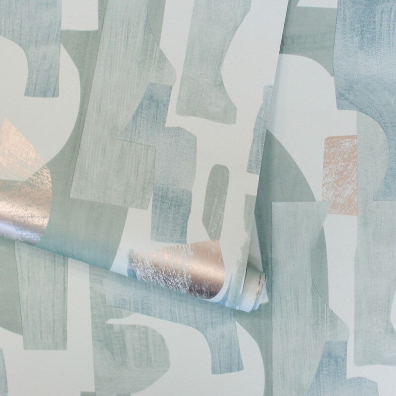 Tempaper Geo Composition Peel and Stick Wallpaper Sage/Cedar/Metallic Gold