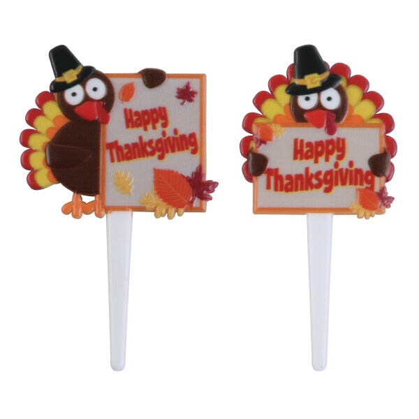 Happy Thanksgiving Turkeys DecoPics&#xAE; Cupcake Decoration, 12ct