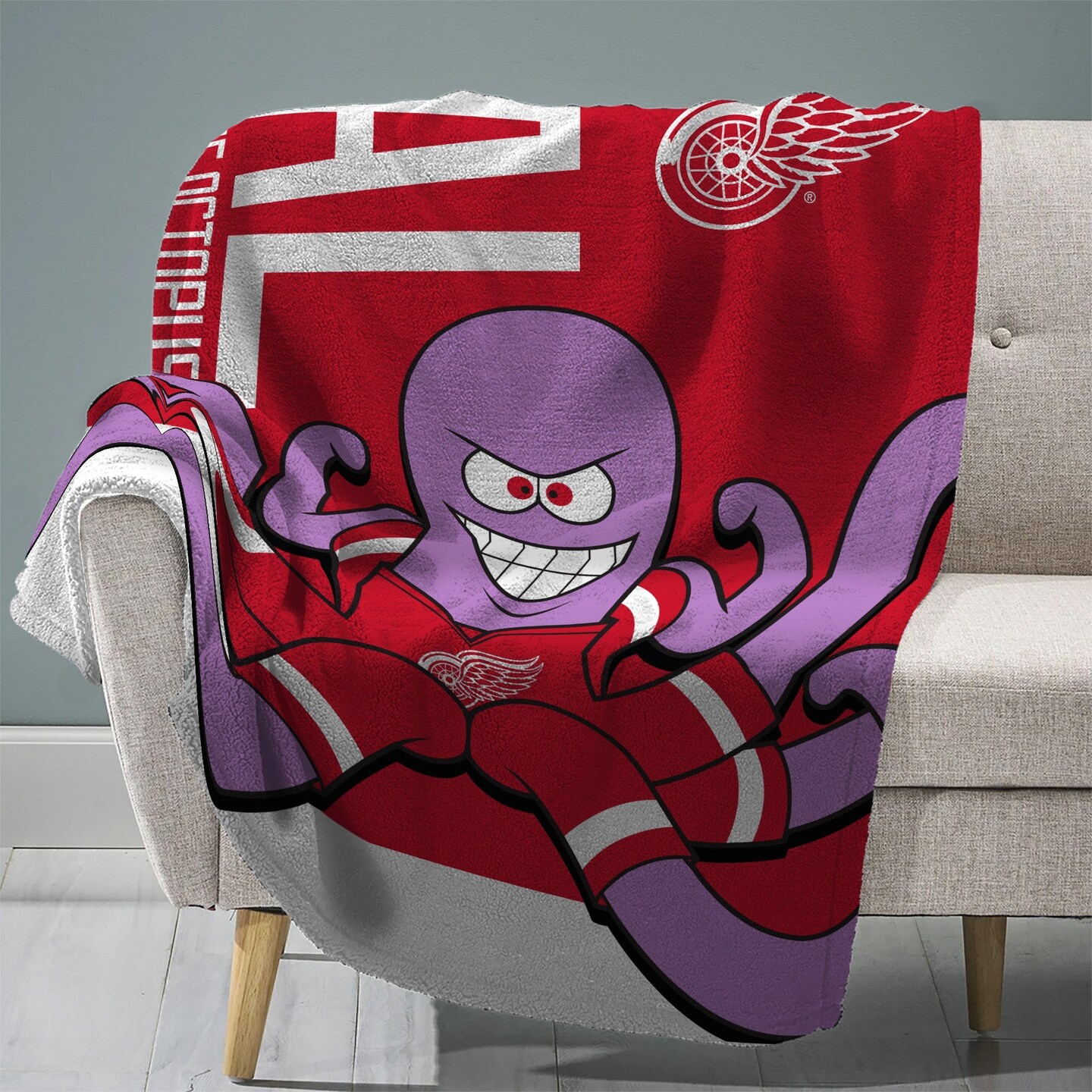 Sleep Squad Detroit Red Wings Rally Al 60” x 80” Raschel Plush Hockey Blanket