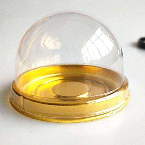 100 Pieces Mini Cupcake Container with Clear Dome 2 Inch Transparent Plastic Muffins Cheese Pastry Dessert Mooncake Display Holder for Wedding Birthday Party (Gold)
