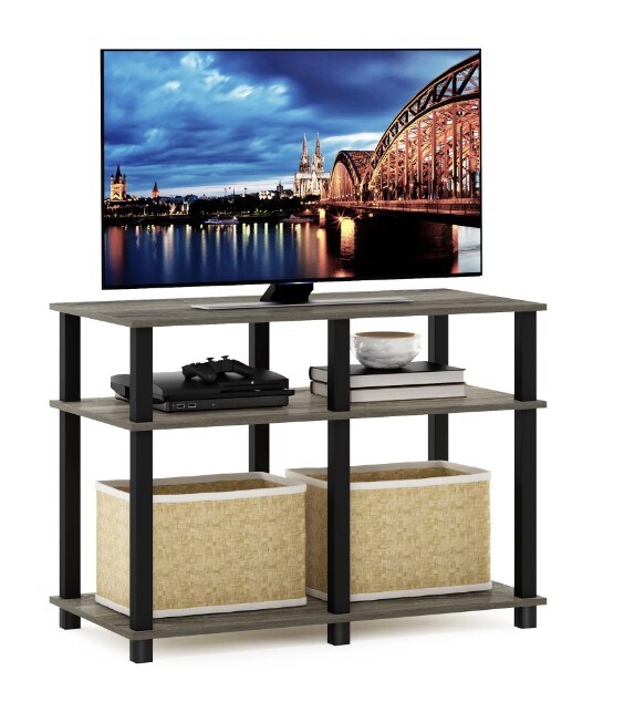 Romain Turn-N-Tube TV Stand, French Oak/Black, for TVs up to 40 inches