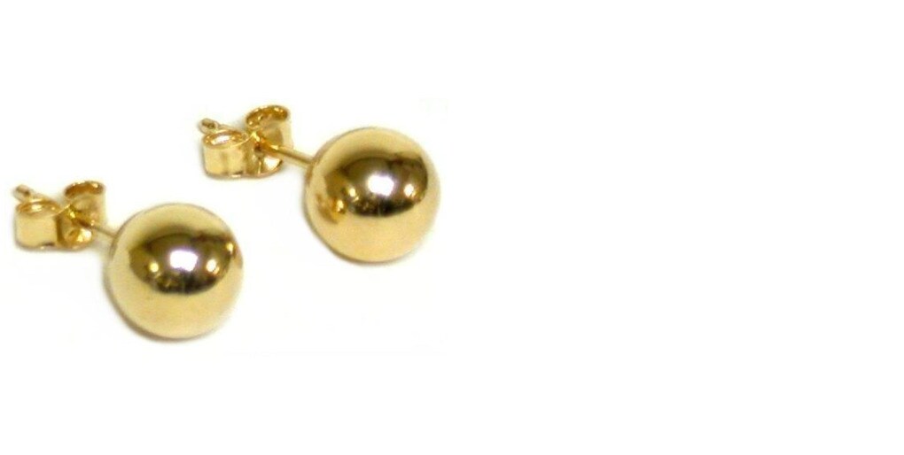 14K Gold 6mm Ball Earrings &#x26; Ear Backs