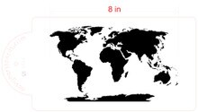 World Map Cake Stencil | C977 by Designer Stencils | Cake Decorating Tools | Baking Stencils for Royal Icing, Airbrush, Dusting Powder | Reusable Plastic Food Grade Stencil for Cakes | Easy to Use &#x26; Clean Cake Stencil