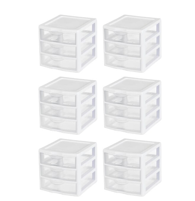ClearView Plastic Small 3 Drawer Desktop Storage Unit