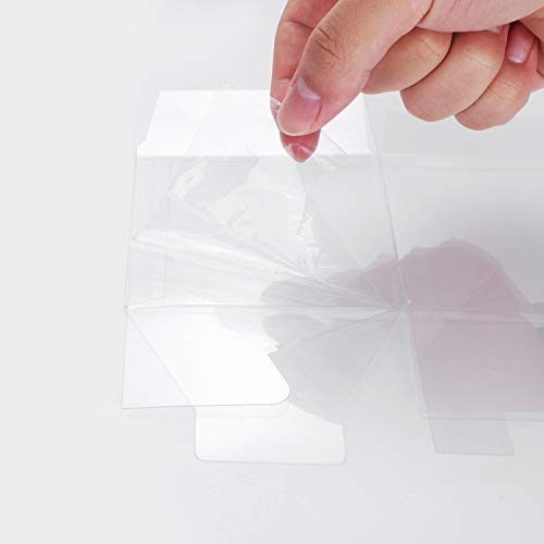 12 PCS Single Clear Cupcake Containers, Clear Boxes for Favors 3.5x3.5x3.5 inch, Wedding Favor Gift Box with Inserts and Ribbon,Individual Packaging for Display(White)