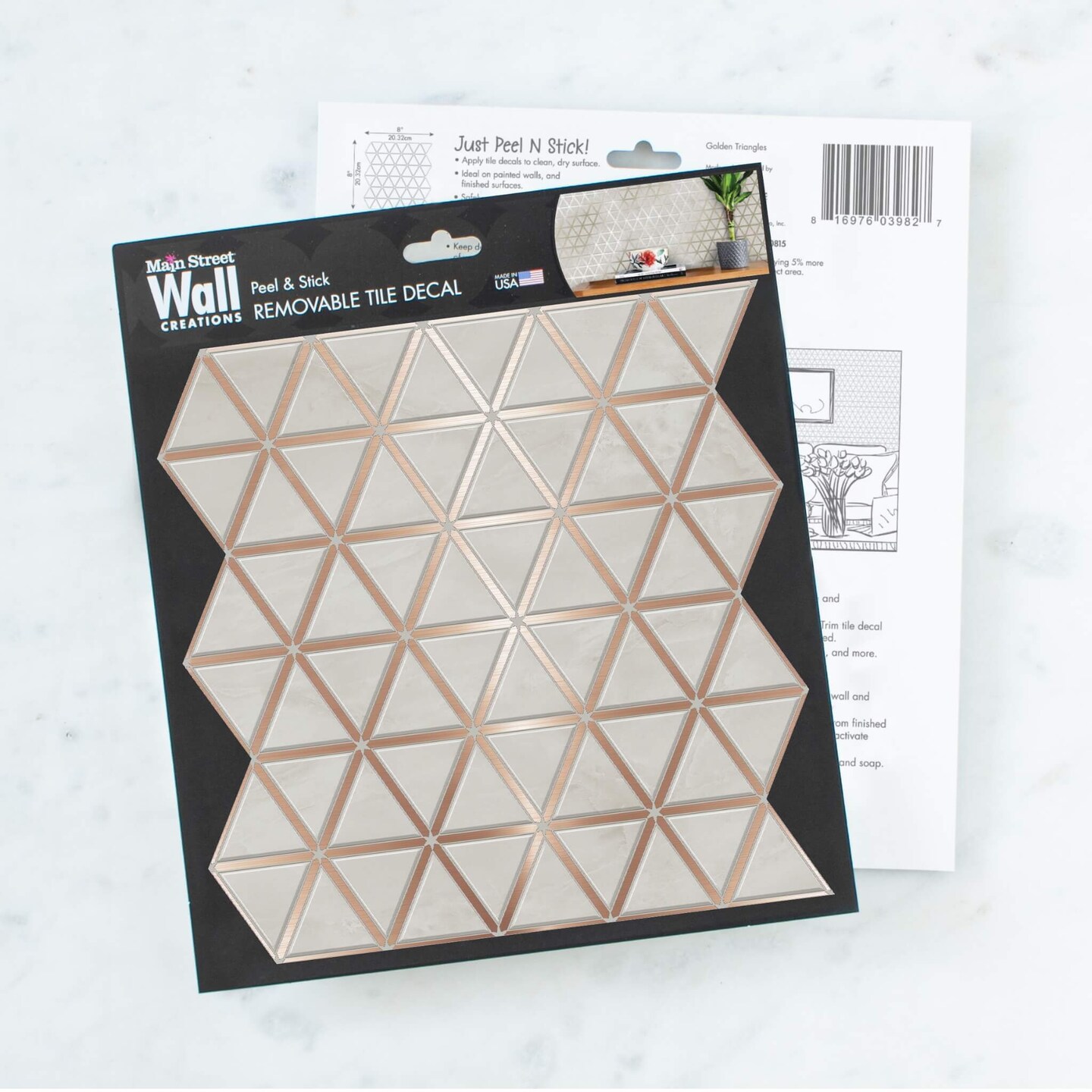 8 in x 8 in Gold Diamond Foil Peel and Stick Paper Tile Backsplash (24-Pack)