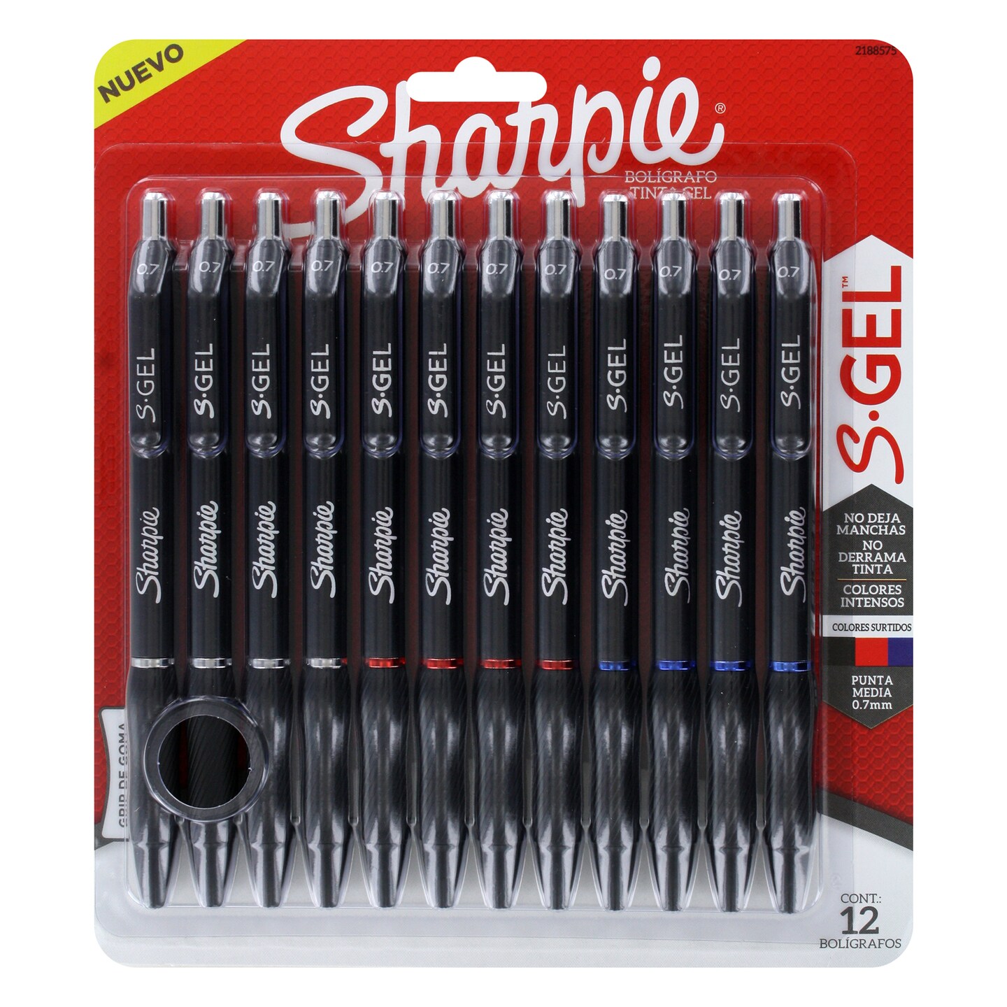 SHARPIE S-Gel, Gel Pens, Medium Point (0.7mm), Assorted Colors, 12 Count (Spanish Packaging)