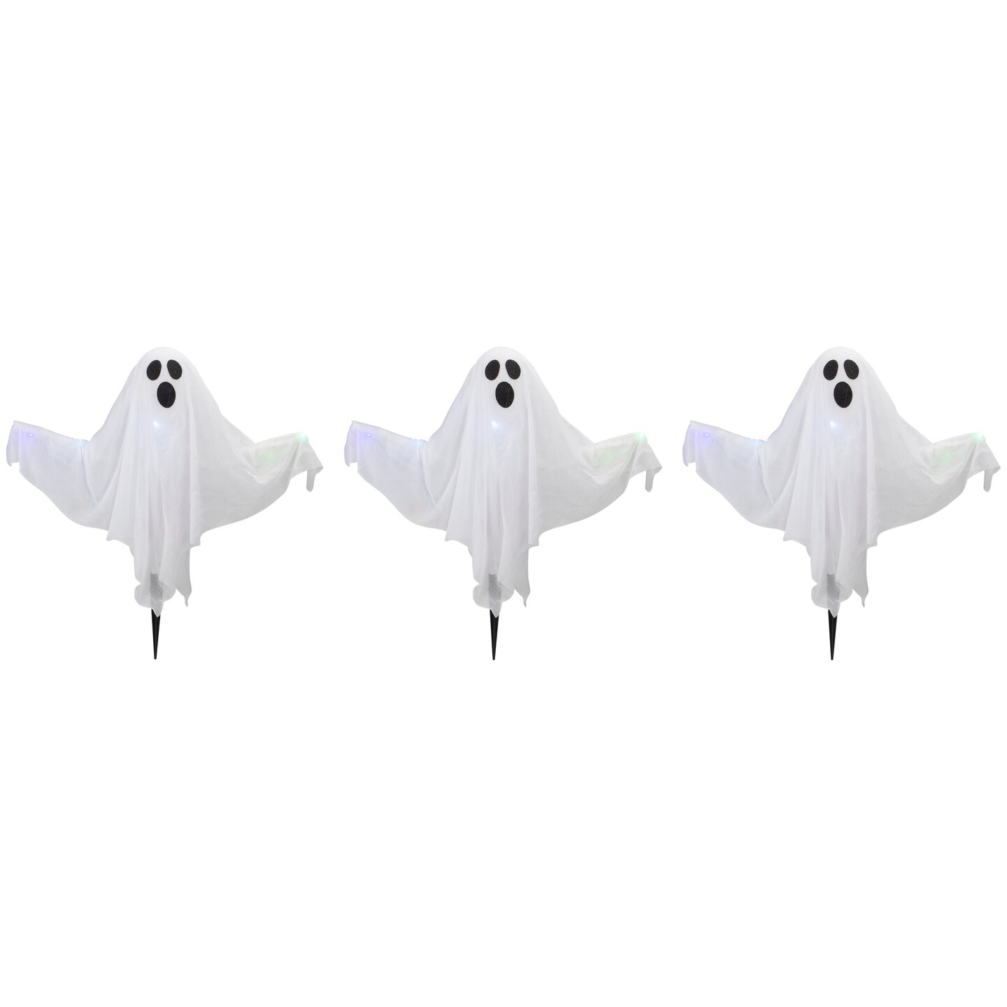 Northlight LED Lighted Color Changing Ghost Halloween Lawn Stakes - 20" - Multicolor - Set of 3