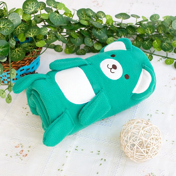 Happy Bear Embroidered Applique Coral Fleece Baby Throw Blanket