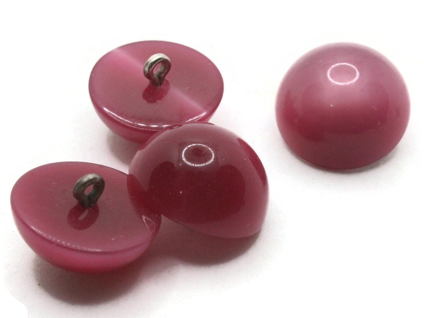 4 18mm Vintage Maroon Purple Moonglow Lucite Round Shank Buttons
