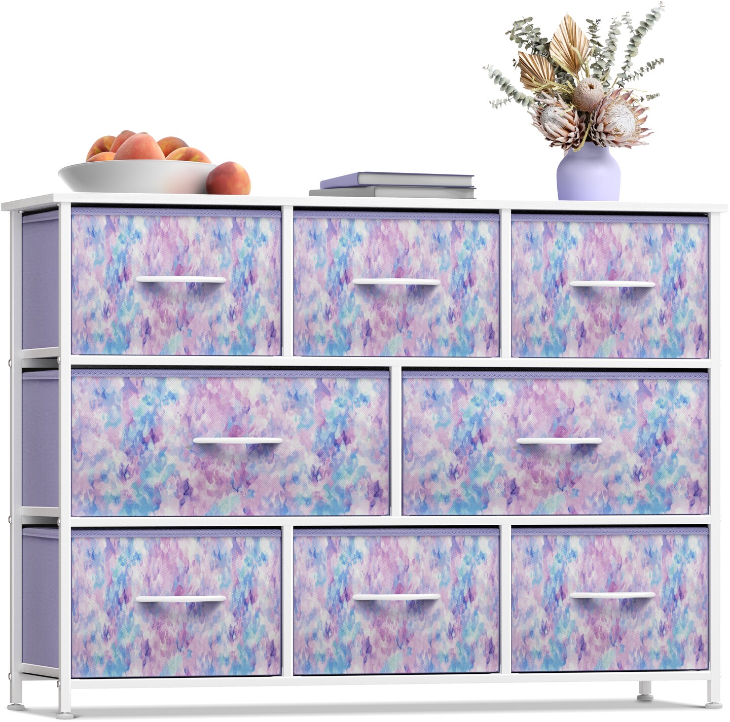 Sorbus Dresser with 8 Drawers - Chest Organizer Unit with Steel Frame Wood Top & Handle Easy Pull Fabric Bins for Clothes - Wide Storage Furniture for Bedroom, Hallway, Living Room, Nursery & Closet