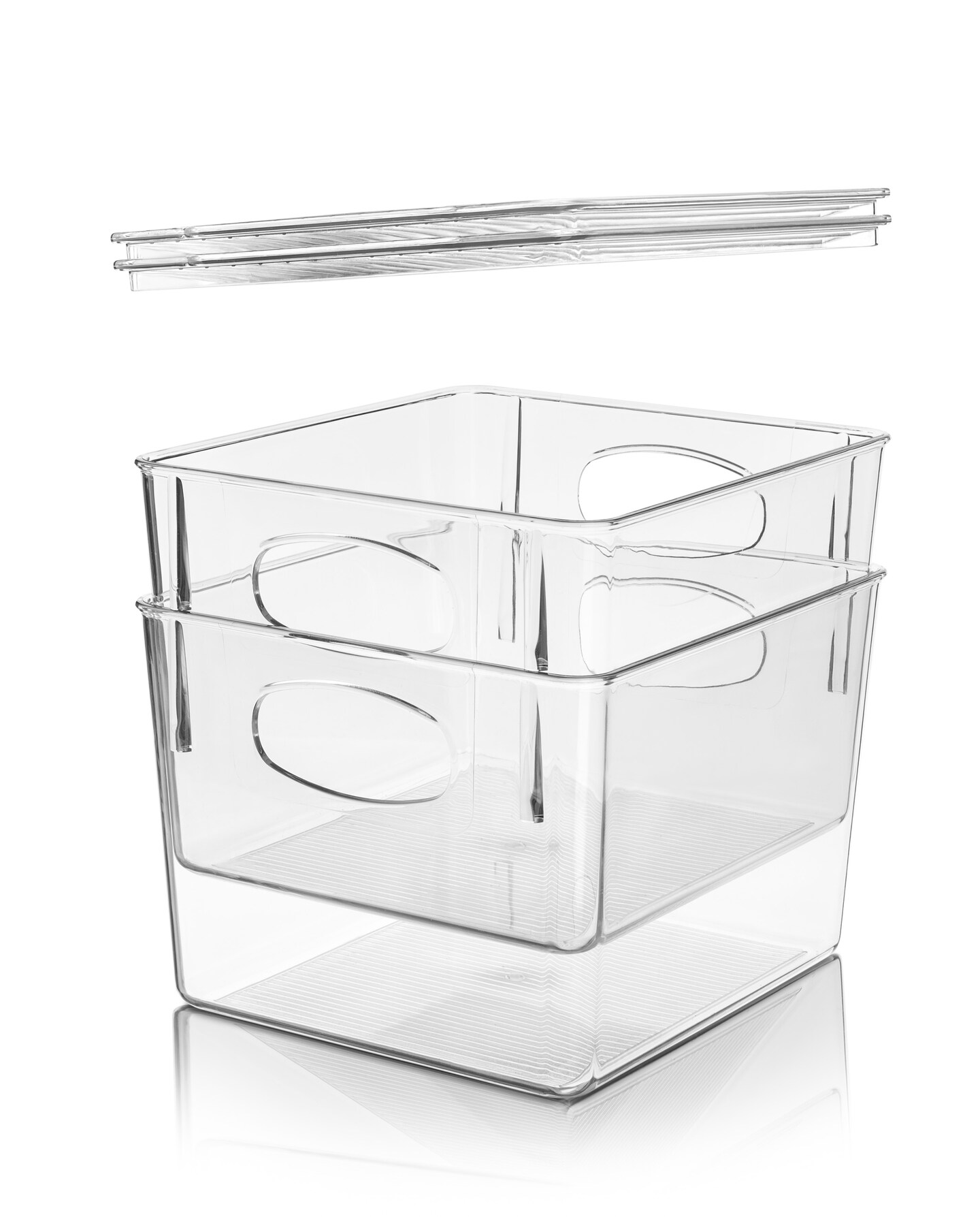 Sorbus Medium Plastic Storage Bins with Lids - for Kitchen Organization, Pantry Organizers and Storage, Fridge Organizer, Cabinet Organizer, Refrigerator Organizer Bins - Clear Storage Bins (2 pack)