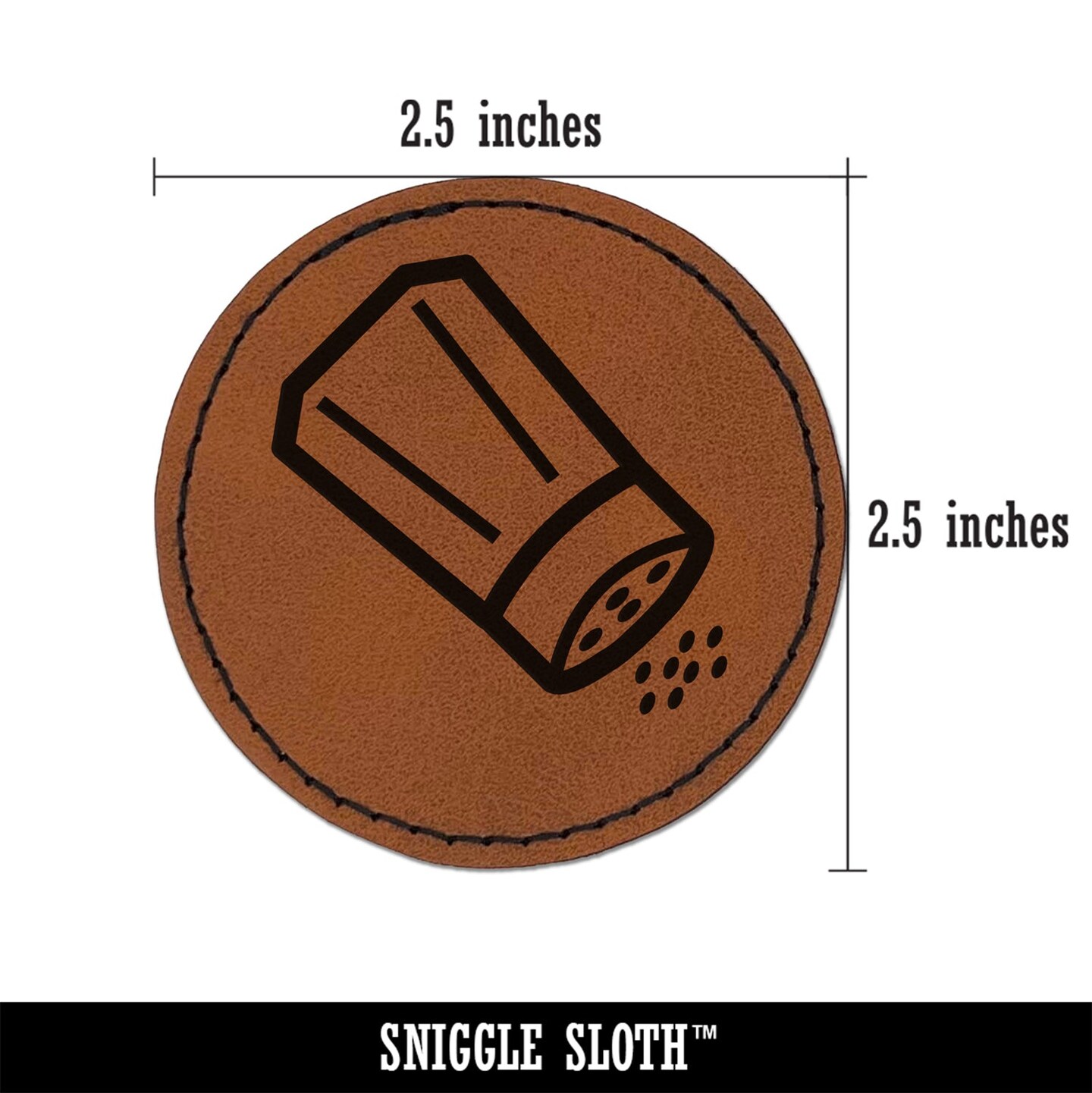 Salt Pepper Shaker Round Iron-On Engraved Faux Leather Patch Applique - 2.5&#x22;