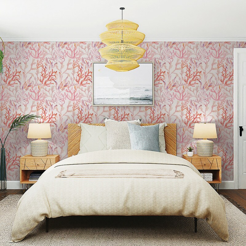 Tempaper Coral Reef Peel and Stick Wallpaper Rose Quartz