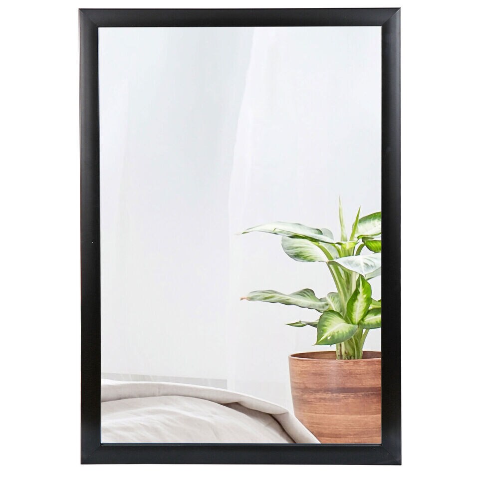 Rectangular Wall Mirror Makeup Bathroom Mirror PS Black Frame.