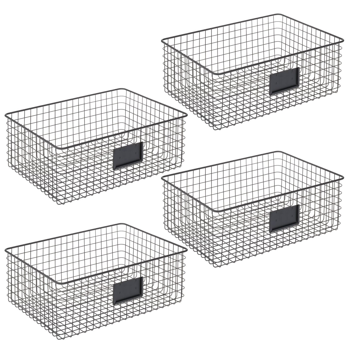 mDesign Wide Steel Kitchen Organizer Basket - Label Slot