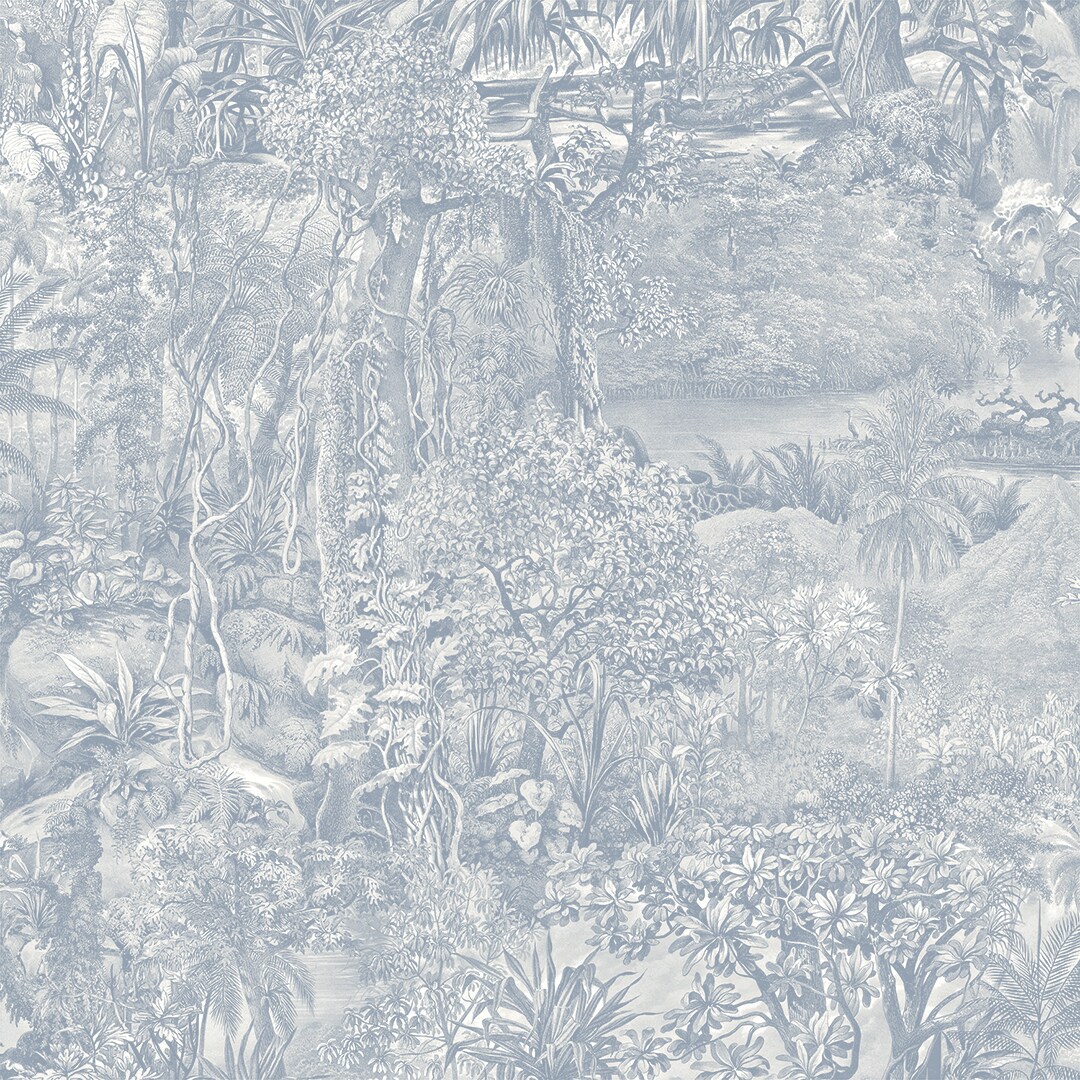 Tempaper Jungle Toile Peel and Stick Wallpaper Cornflower Blue