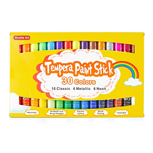 Tempera Paint Sticks (30 Large Paint Sticks) - Paint sticks for Kids  Washable - Safe Arts and Craft Paint Sticks for Toddler or Child Use - For  Wood