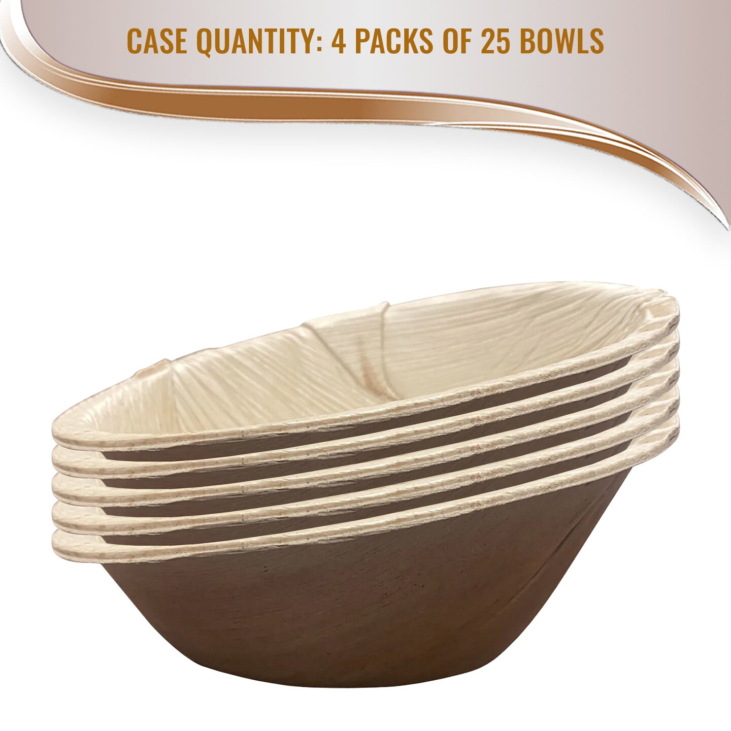 Oval Palm Leaf Eco Friendly Disposable Bowls - 5&#x22; (100 Bowls)