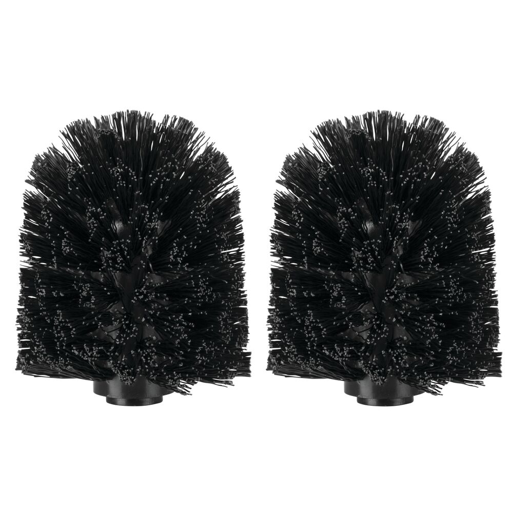 mDesign Replacement Toilet Bowl Brush Head, Screw-On Design, 2 Pack - Black