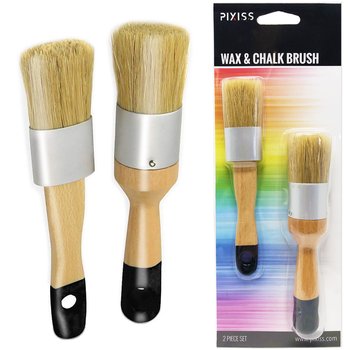 Chalk Furniture Paint Brushes for Furniture Painting, Milk Paint, Wax, Stencil Brushes, Home Furniture Paint - 2 Piece Round Chalked Paint Brushes Set