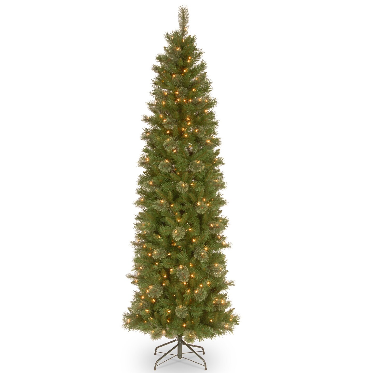 National Tree Company 9’ Pre-Lit Slim Tacoma Pine Artificial Christmas Tree, White Lights