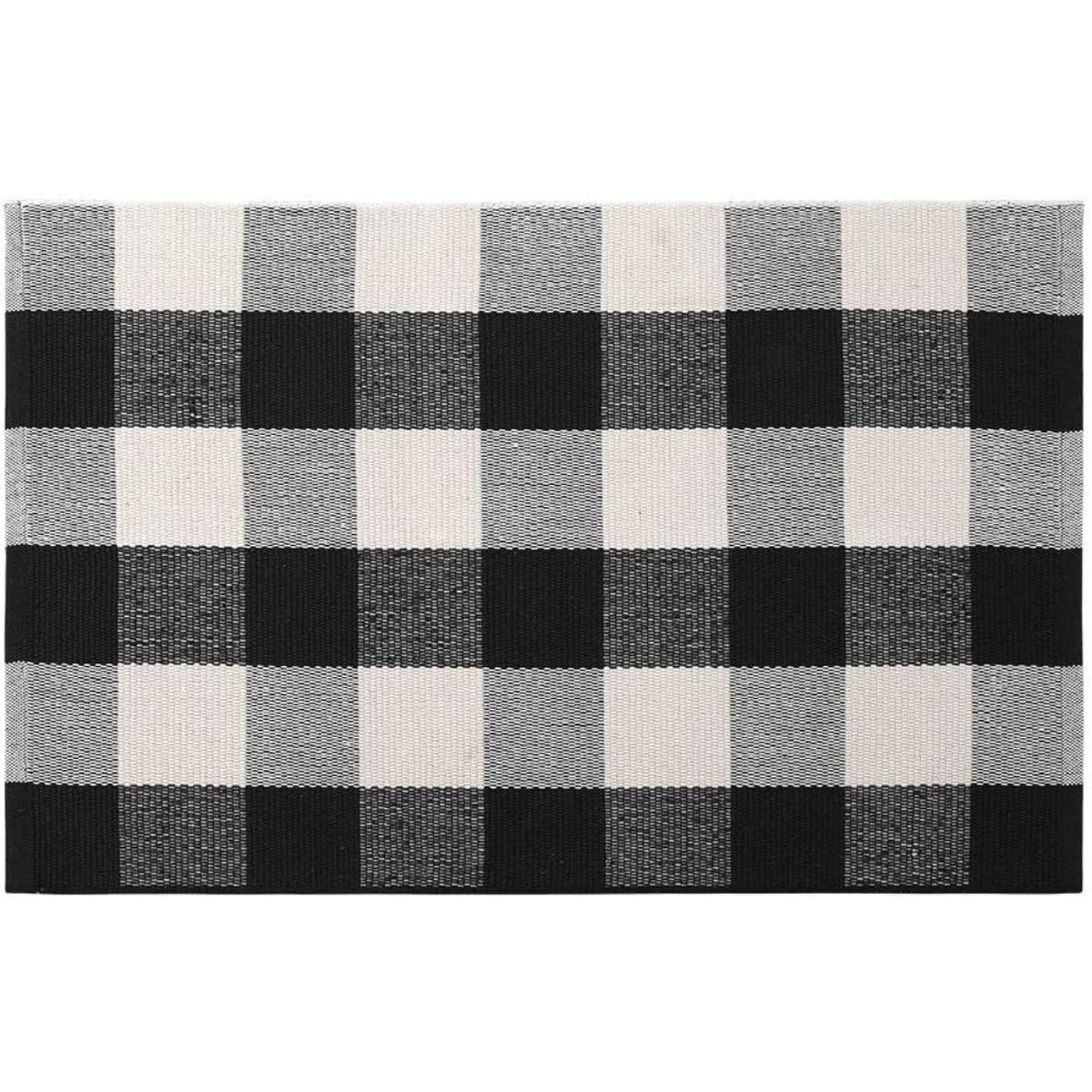 Buffalo Plaid Door Mat Outdoor Rug With Classic Black And White