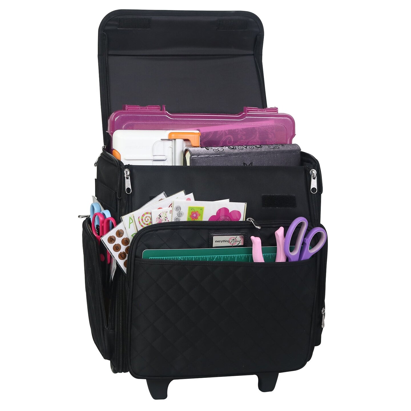 Collapsible Rolling Scrapbook &#x26; Featherweight Case, Black Quilted