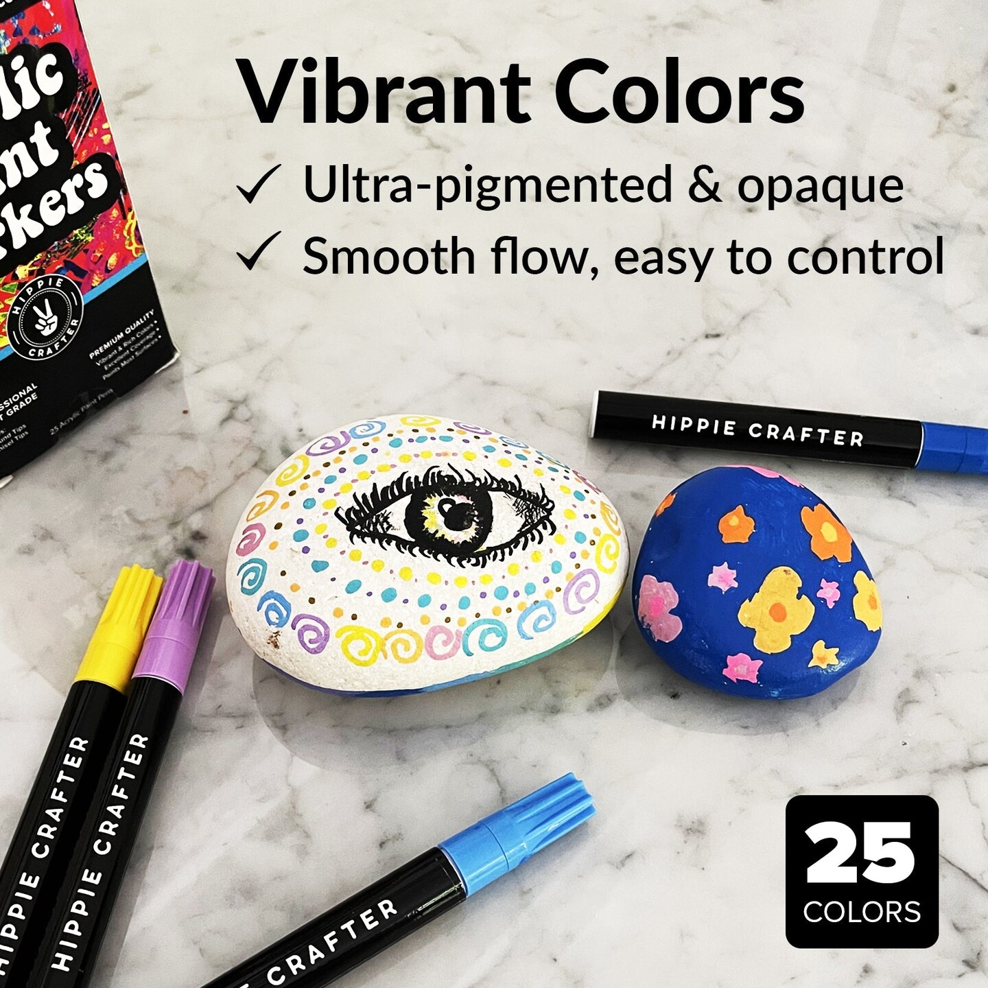 Acrylic Markers Paint Pens Premium Acrylic Paint Pens for Rock Painting Wood Metal Glassware and Ceramics Acrylic Paint Pens Paint Markers for Canvas Vinyl Leather Plastic &#x26; Glass 25 Color Set