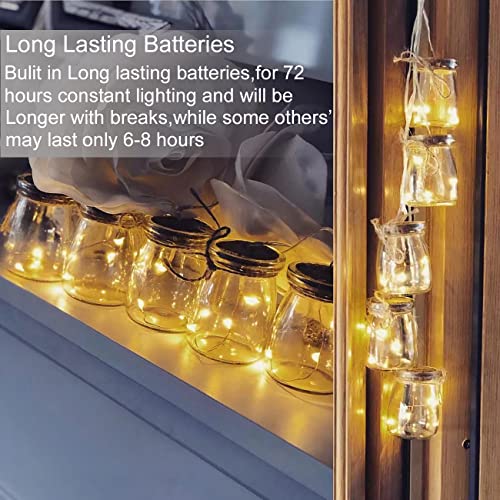 LEDIKON 20 Pack Fairy Lights Battery Operated Mini String Lights-7.2ft 20 LED Silver Wire Warm White for Wedding,Party Centerpieces,Crafts,Table,Mason Jars Decor-Long Lasting Battery Fairy Lights