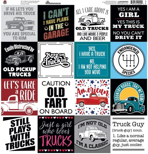 Reminisce Vintage Trucks 12x12 Stickers